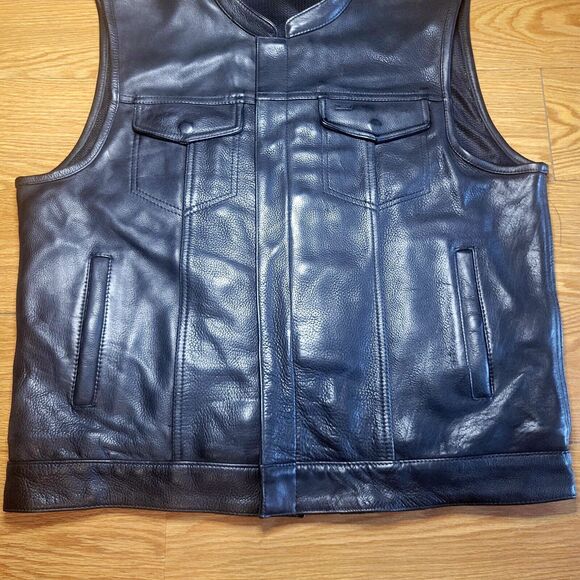 First Classics Platinum Label Leather Motorcycle Vest Sz XXL Black Carry/Conceal - Picture 2 of 16